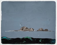 a painting of a group of seagulls in the sky