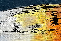 a painting of a yellow and black painting on a black background