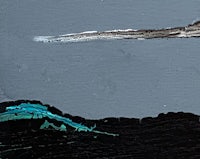 a painting of a mountain with a blue sky