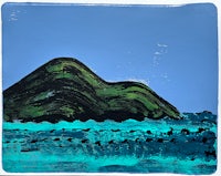 a painting of an island in the ocean